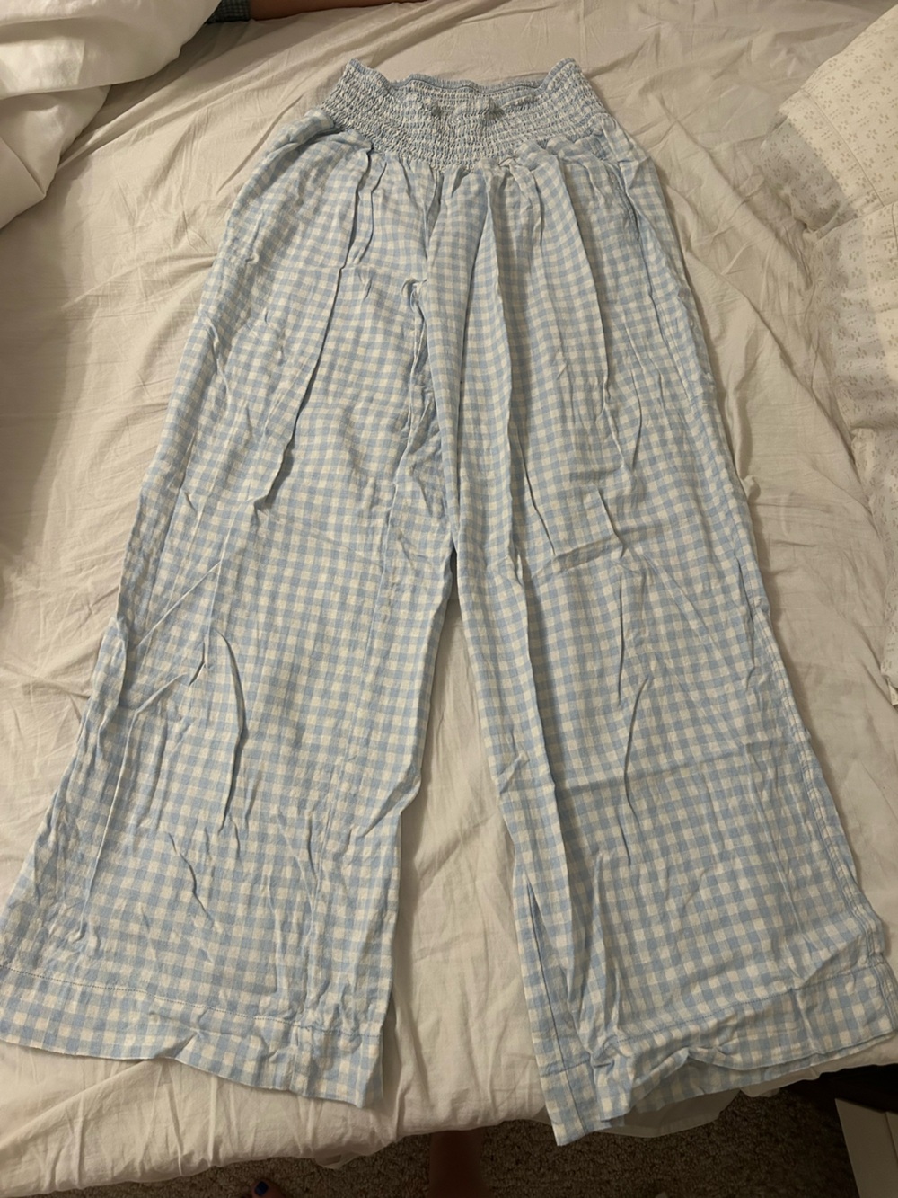 Kimchi Blue Light Blue Gingham wide leg Pants - Picture 1 of 2